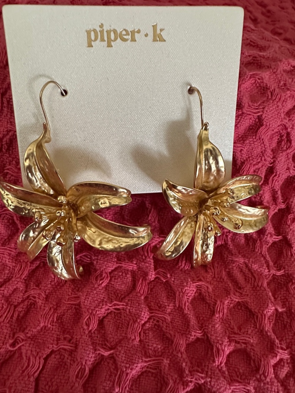 Piper Gold Floral Statement Drop Earrings